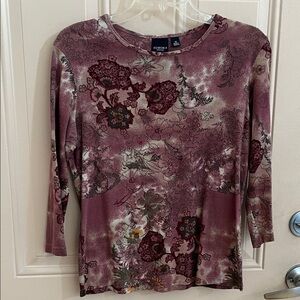 Sonoma embellished burgundy floral top size M